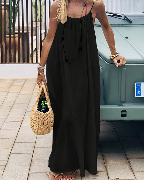 Women's Solid Color Backless Cami Dress